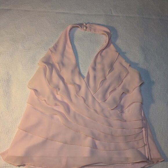 Ruffled Pink Chiffon Halter Top - Picture 2 of 8